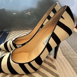 Jimmy Choo Dark Brown/White Zebra Print Calf Hair Pumps